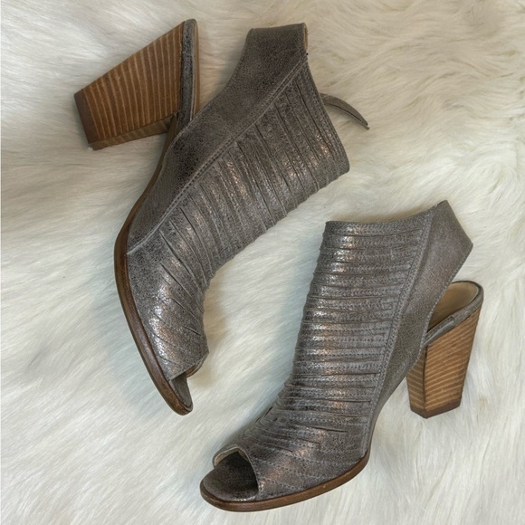 Paul Green Metallic Cayanne Peep Toe High Heel Booties - Picture 6 of 7